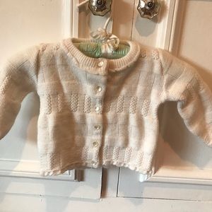 Vintage White Baby Sweater Button Up 12-18mon